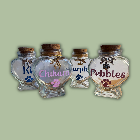 Personalised Heart Bottle Keepsake Pets
