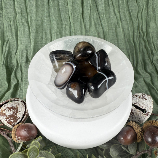 Black Banded Agate Tumble Stone