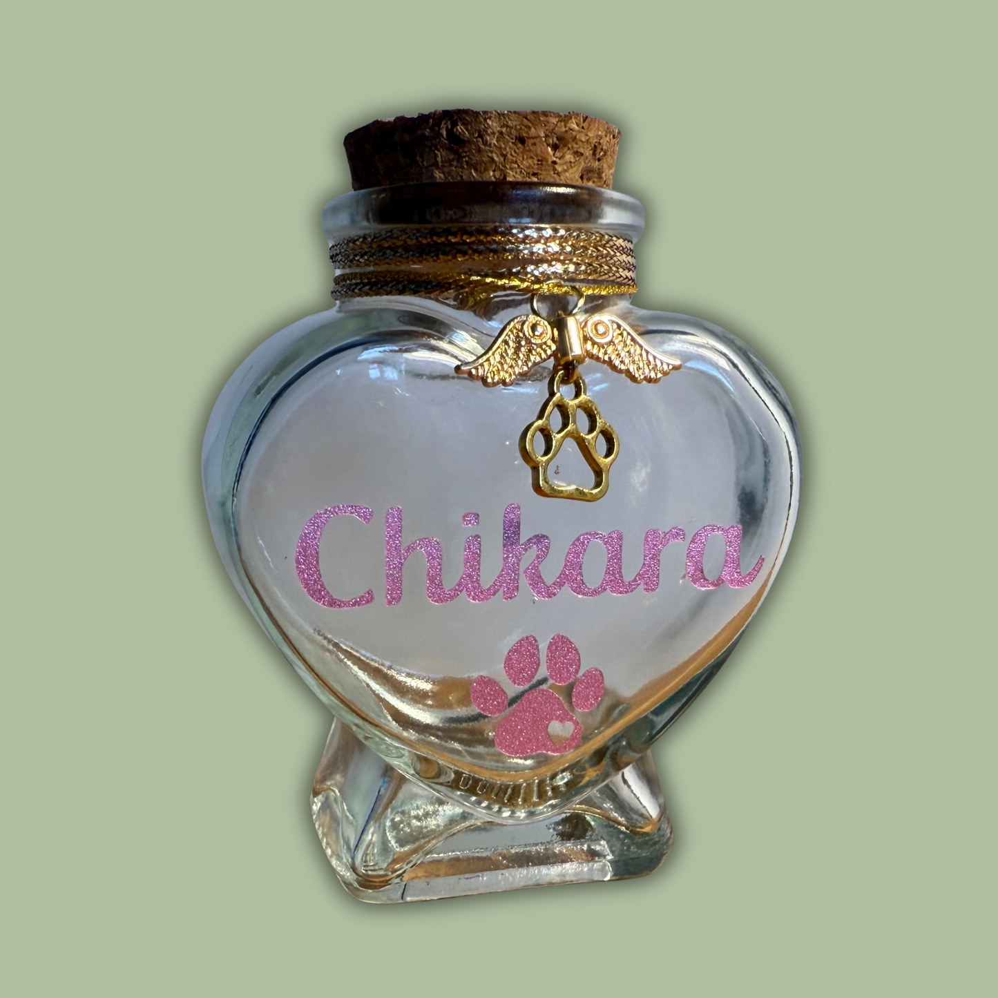 Personalised Heart Bottle Keepsake Pets