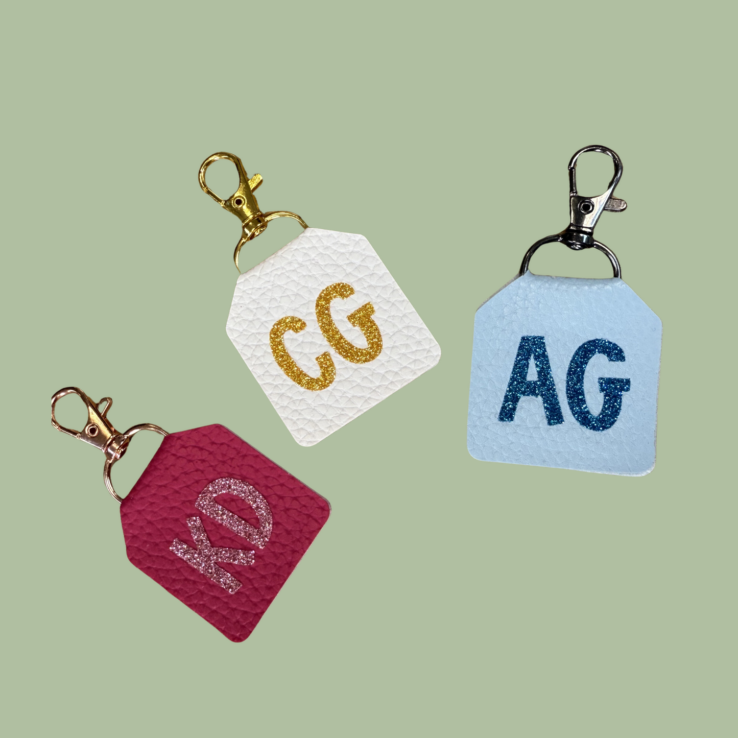 Personalised Faux Leather 'Initials' Keyring