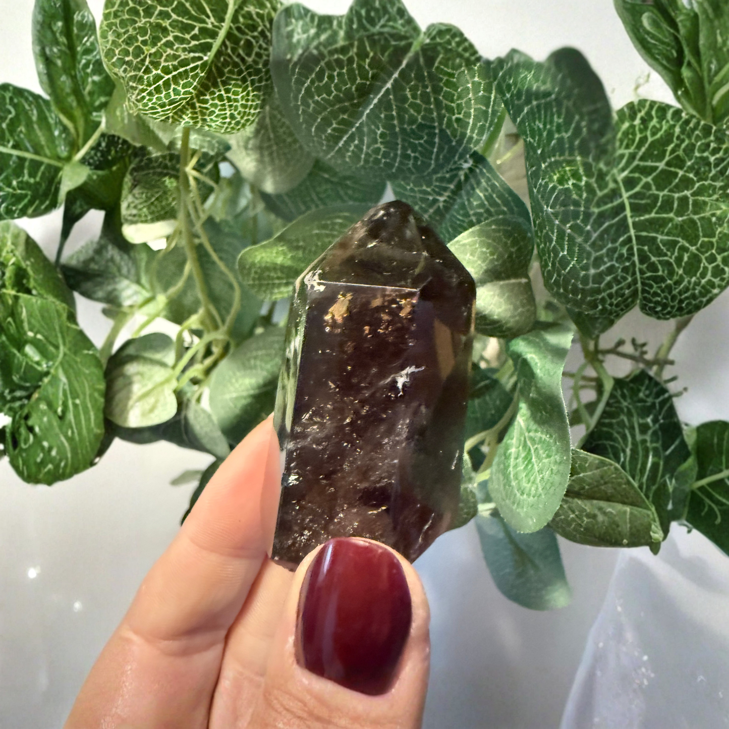 Dark Morian Smoky Quartz Tower